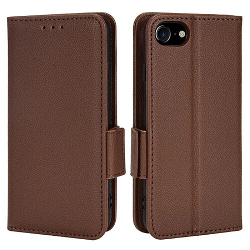 Etui en PU texture litchi marron pour votre iPhone 6/6s/7/8 4.7 pouces/SE (2nd Generation)