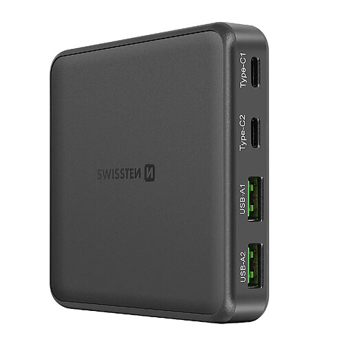 Swissten Hub de charge GaN 2x USB-C et 2x USB PowerDelivery Noir