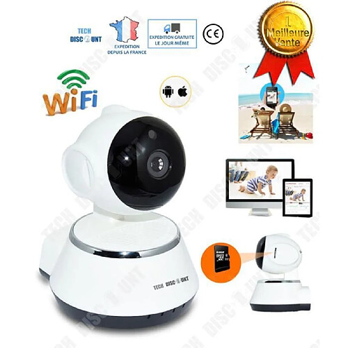 Tech Discount TD® Caméra de surveillance ip sans fil wifi espion extérieur intérieur sécurité visibilité nocturne détection de mouvement surveilla