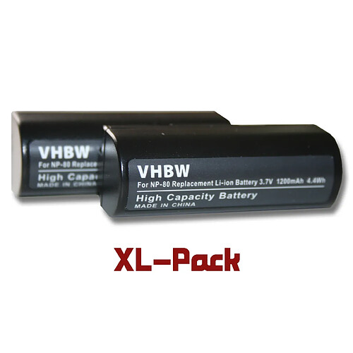 vhbw set 2 batteries 1200mAh (3.7V) pr appareil photo FujiFilm MX-1700, MX-1900, MX-2700, MX-2900, MX-4800, MX-4900, MX-6800, MX-6900, NP-80, NP-80e