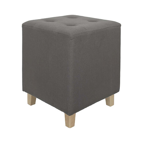 The Home Deco Factory Pouf carré en lin Hippolyte gris.