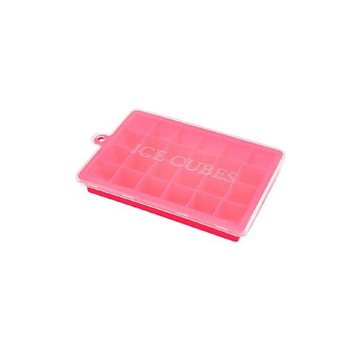 YP Select Mode de cube de glace en silicone à 24 grilles avec couvercle Moule de fabrication de glace de plateau congelé - Couvercle rose