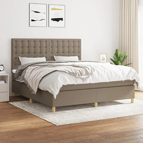 vidaXL Sommier à lattes de lit avec matelas Taupe 160x200 cm Tissu