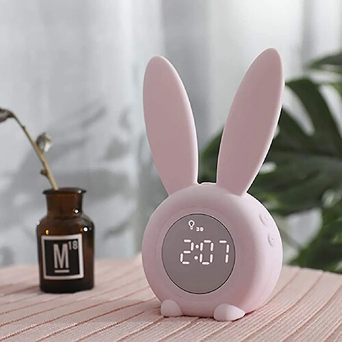 Universal Réveil pour enfants - Lapin mignon - Réveil créatif - Lampe de chevet - Fonction Snooze - Temporisation à portée de main