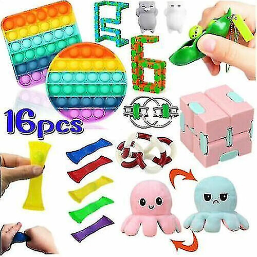 Universal 16x fidget sensoriel ensemble autism sen adhs pop il fidget stress relief jouets