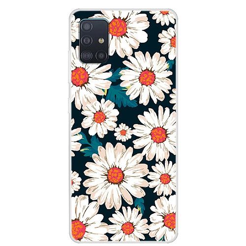 Coque en TPU impression de motifs souple fleurs blanches pour votre Samsung Galaxy A51