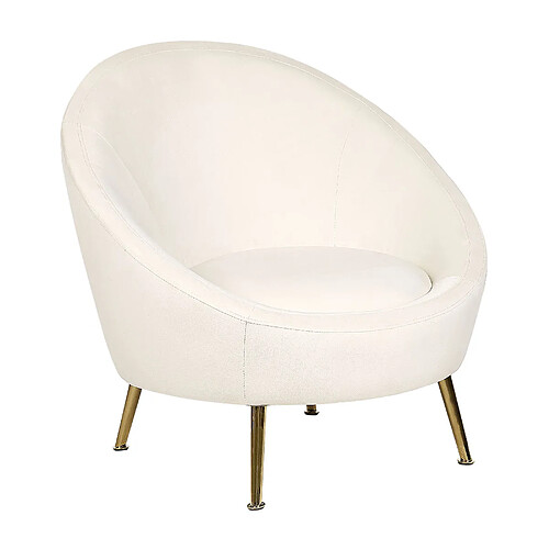 Beliani Fauteuil LANGA Velours Blanc cassé