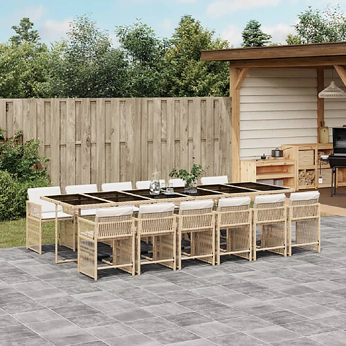 vidaXL Ensemble à manger de jardin et coussins 13 pcs beige