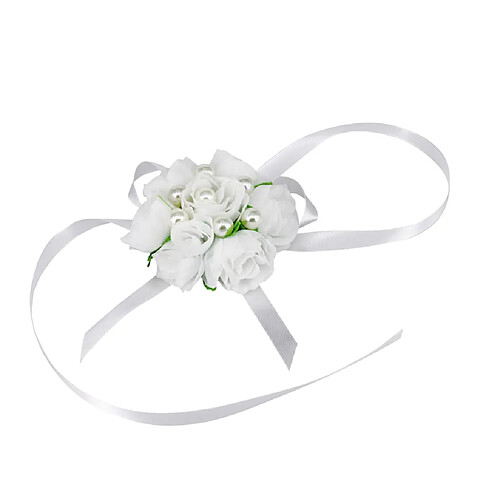 Poignet corsage bracelet extensible mariée mariage main de fleur blanche