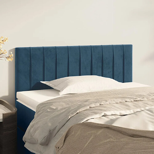 vidaXL Tête de lit Bleu foncé 100x5x78/88 cm Velours