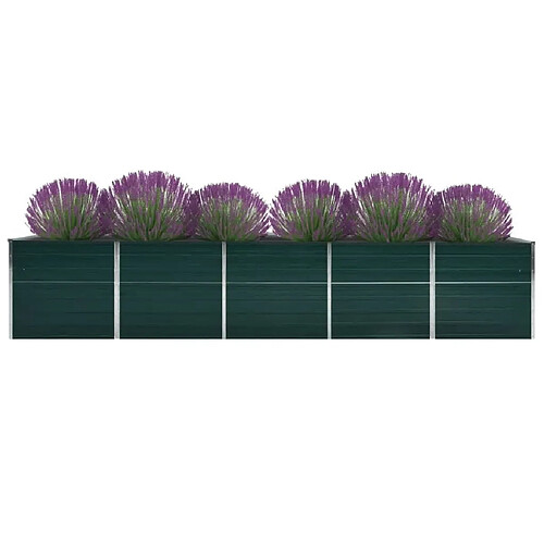 Maison Chic Jardinière,Lit surélevé de jardin - Bac à fleurs - pot de fleur Acier galvanisé 400x80x77 cm Vert -GKD38571