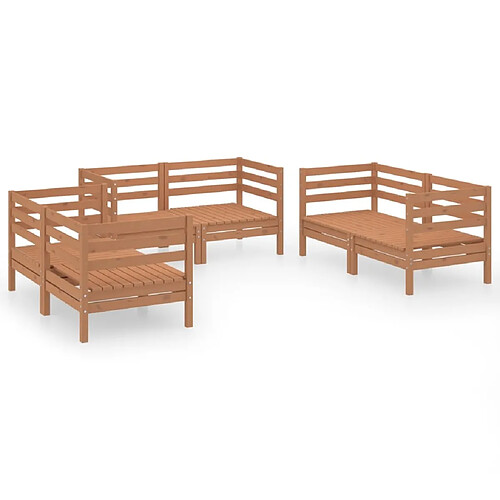 Maison Chic Salon de jardin 6 pcs - Table et chaises d'extérieur - Mobilier/Meubles de jardin Moderne Marron miel Bois de pin massif -MN46628