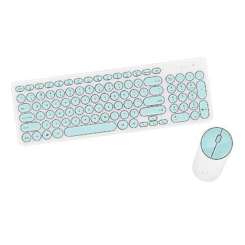 Clavier Et Souris Sans Fil 2.4G Sans Fil De Bureau, Clavier Rond Rétro, Vert