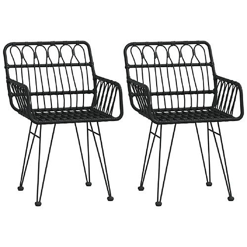 Maison Chic Lot de 2 Chaises de jardin,Fauteuil d'extérieur avec accoudoir Noir 56x64x80 cm -MN16500