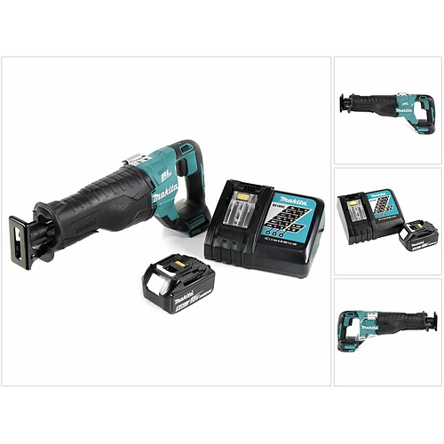 Makita DJR 187 RT1 Scie recipro sans fil 18 V Li-Ion + 1x Batterie 5,0 Ah + Chargeur - sans Coffret de transport