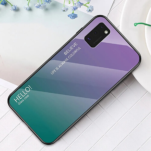 Coque en TPU combo de dégradé de couleurs violet/vert pour votre Samsung Galaxy A41