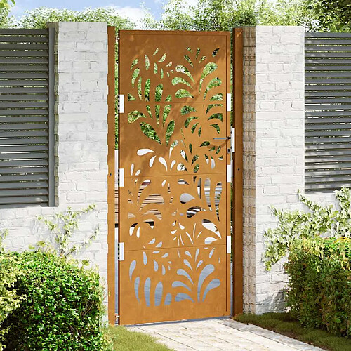 vidaXL Porte de jardin acier résistant aux intempéries design vagues