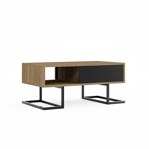 EPIKASA Table Basse Full Moon, Noir, Panneau d'Aggloméré Mélaminé, 90x50x40 cm