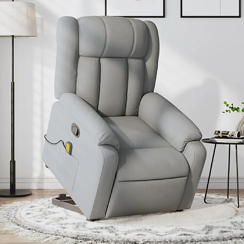 vidaXL Fauteuil de massage inclinable Gris clair Tissu