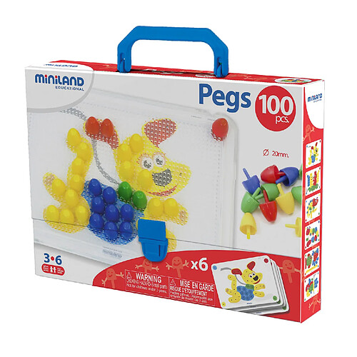 Miniland Educational Jeu de mosaïques : Pegs (100 pièces)