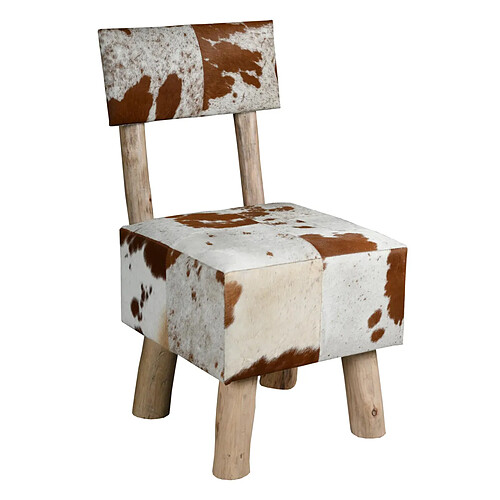 Aubry Gaspard Chaise en peau de vache et eucalyptus.