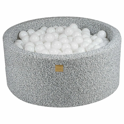 MEOWBABY Piscine à Balles pour Bébé - Rond 90x40cm avec 300 Balle, Boucle, Gris Chiné : Blanc