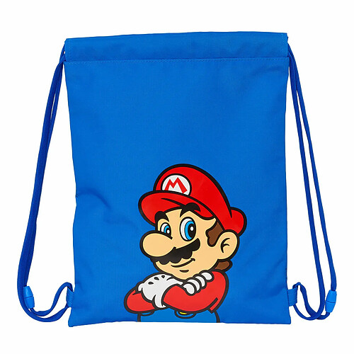 Sac à dos serré par des ficelles Super Mario Play Bleu Rouge 26 x 34 x 1 cm