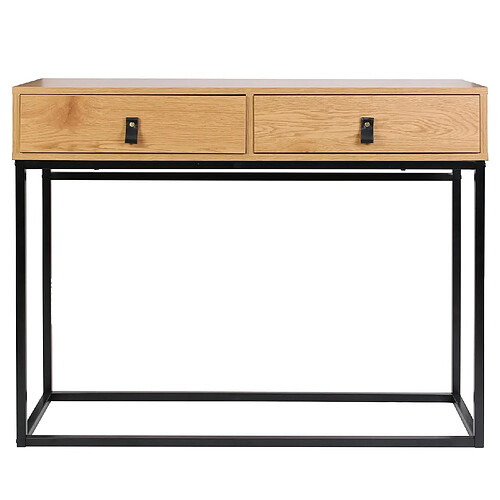 The Home Deco Factory Console 2 tiroirs en bois et métal Jack - Marron et noir