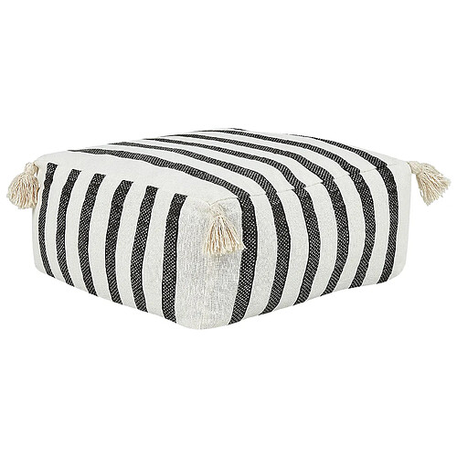 Beliani Coussin de sol ASHTI Coton 45 cm 45 cm Noir blanc