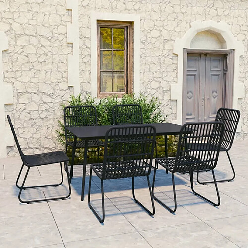 Ensemble salle à manger de jardin 7 pcs,Table et chaise à dîner d'extérieur Résine tressée et verre -MN39132