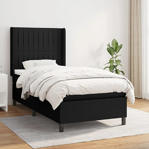 Maison Chic Lit Adulte - Lit simple Lit à sommier tapissier avec matelas moelleux - Meuble de Chambre - Noir 100x200 cm Tissu -MN19905