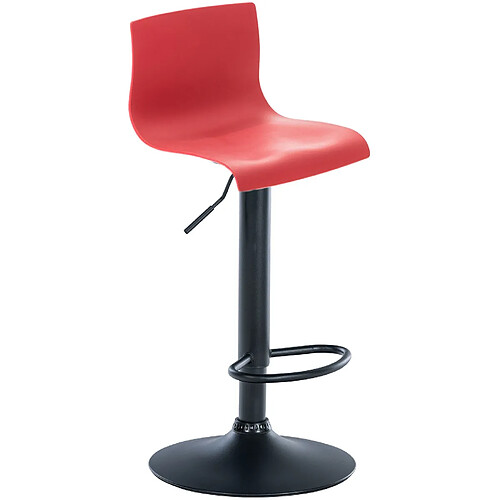 Decoshop26 Tabouret de bar avec repose-pieds pivotant dossier incurvé en plastique rouge et métal noir 10_0004935