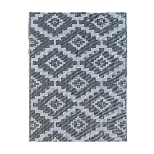 Avril Paris Tapis d'extérieur en plastique tressé - 150x220cm - Gris - Réversible - 100% polypropylène - 400gr / m² - AJACCIO