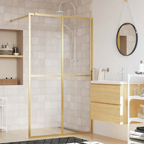 vidaXL Paroi de douche avec verre ESG transparent doré 140x195 cm