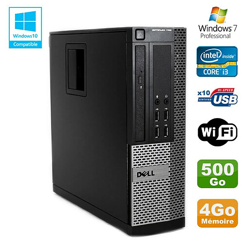 PC DELL Optiplex 790 SFF Intel core i3-2120 3.3Ghz 4Go DDR3 500Go WIFI Win 7 Pro · Occasion