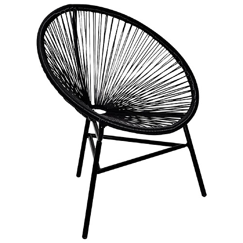 vidaXL Chaise de jardin forme de lune résine tressée noir