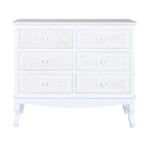 Pegane Commode , meuble de rangement en bois MDF coloris blanc - Longueur 100 x Profondeur 40 x hauteur 87 cm