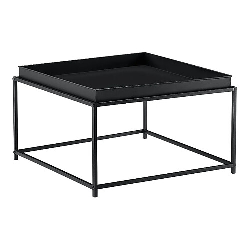 Helloshop26 Table basse carrée pour salon avec plateau amovible en métal 59 x 59 cm noir mat 03_0006130