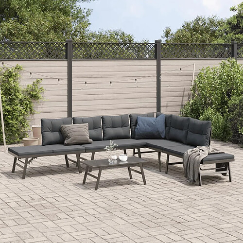 vidaXL Ensemble de bancs de jardin avec coussins 5 pcs noir