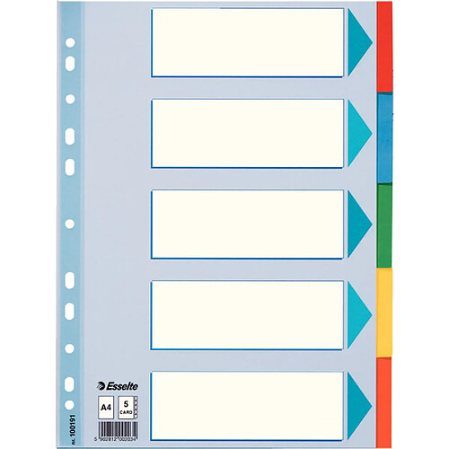 Esselte Intercalaires en carton, uni, A4, 5 touches ()