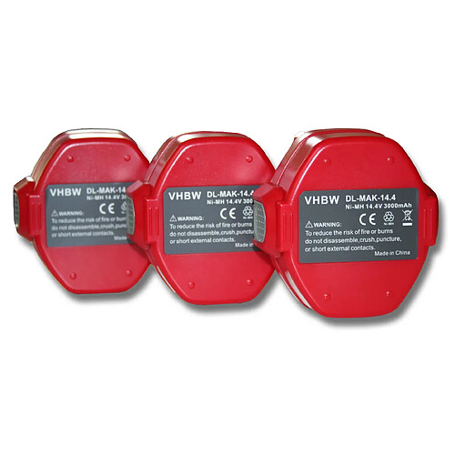 3x Batterie Ni-MH 3000mAh (14.4V) vhbw pour outils 6935FD, 6935FDWDE, 6935FDWDEX, 8280D, 8280DWAE comme Makita 1420, 1422, 1422 192600-1, 192600-1.