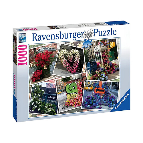 Ravensburger Puzzle Paysage Urbain 1000 pièces Fleurs Flash New York City Soft Click Multicolore