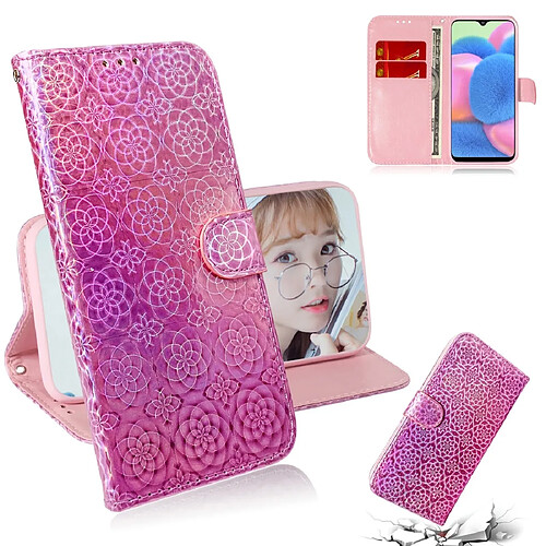 Wewoo Housse Coque Pour Galaxy A50s Couleur Pure Coloré Magnétique Boucle Horizontal Flip en Cuir avec support & Slots cartes & Porte-monnaie & Lanière Rose