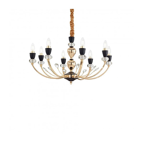 Ideal Lux Chandelier sans abats jours Vanity Métal Noir 8 ampoules 55cm