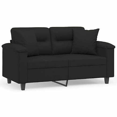 Maison Chic Canapé 2 places avec oreillers,Sofa de Salon,Canapé droit noir 120 cm tissu microfibre -GKD333233