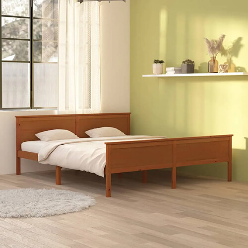 vidaXL Cadre de lit sans matelas marron miel bois massif pin 180x200cm