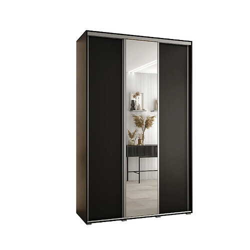 Abiks Meble Armoire à portes coulissantes Davos 3 235.2 x 160 x 45 3 portes coulissante (Noir/Noir/Argent)