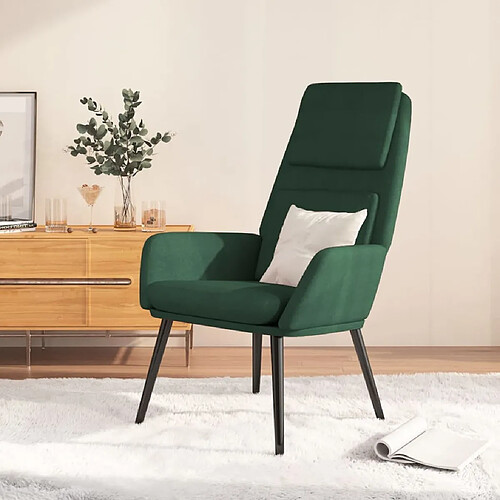 vidaXL Chaise de relaxation Vert foncé Tissu