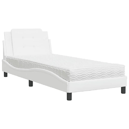 Vidaxl Lit avec matelas blanc 90x190 cm similicuir