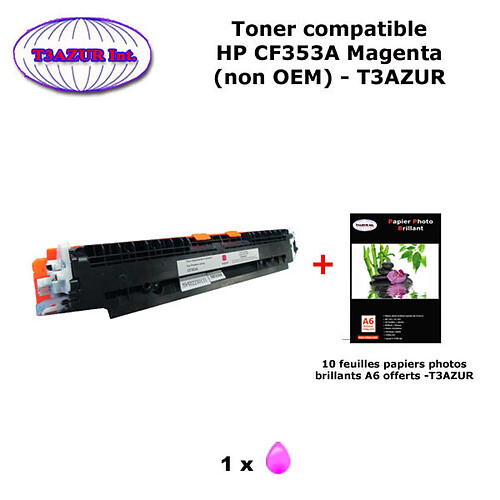 Toner générique HP CF353A, HP 130A pour HP Color LaserJet Pro MFP M176, M176n, M177 M177fw Magenta+10f papiers photos A6 -T3AZUR